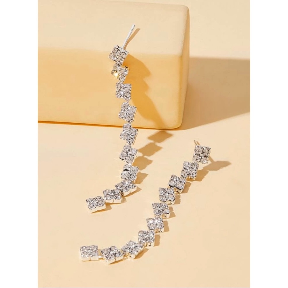 Rhinestone‎ fringe drop earrings
